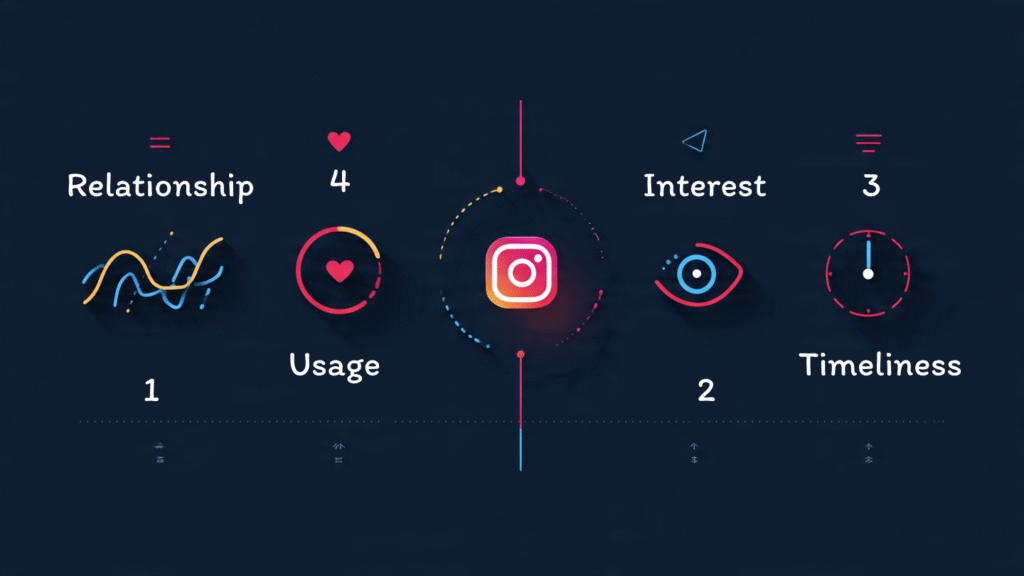 Instagram algorithm Nigeria 2026 four ranking signals explained — organic Instagram growth infographic