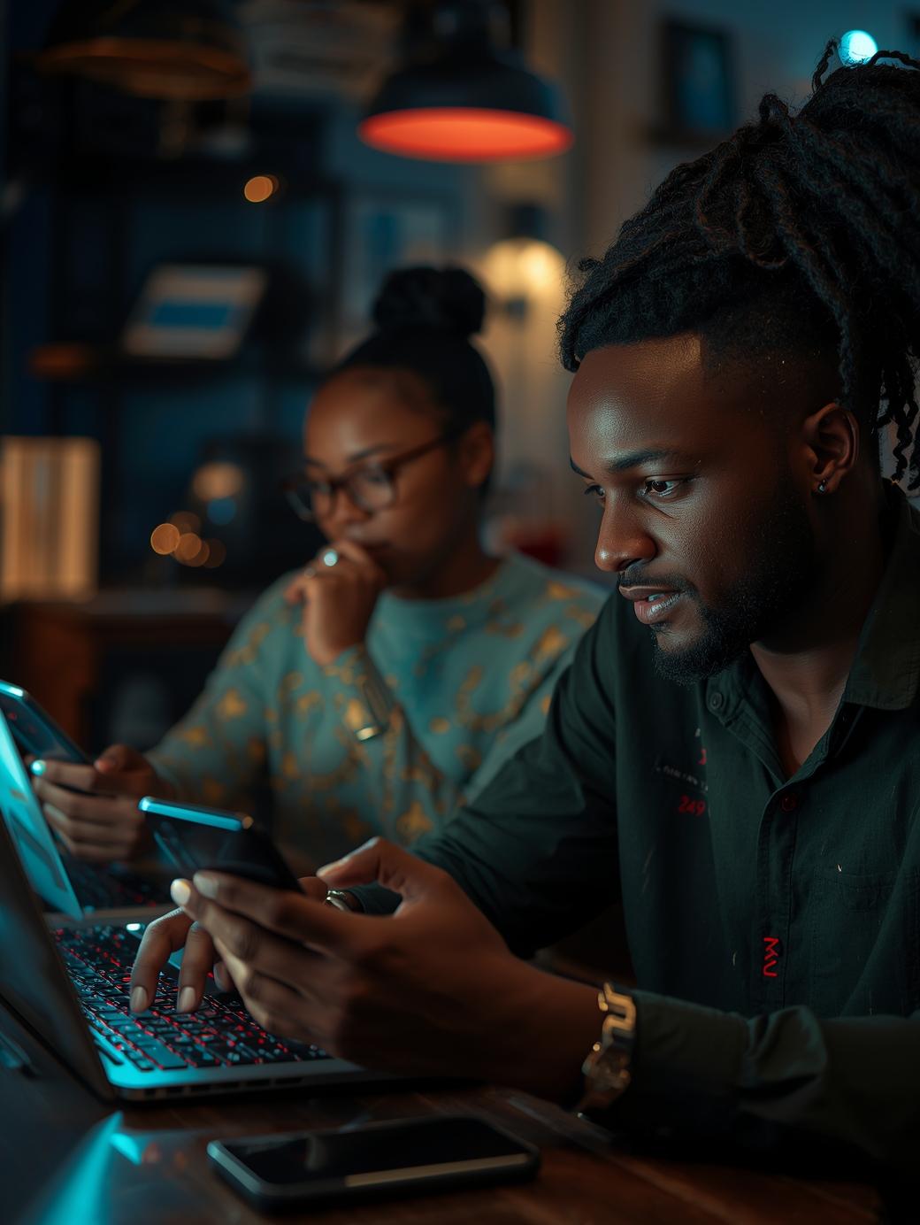 Nigerian small business owners managing Facebook pages
