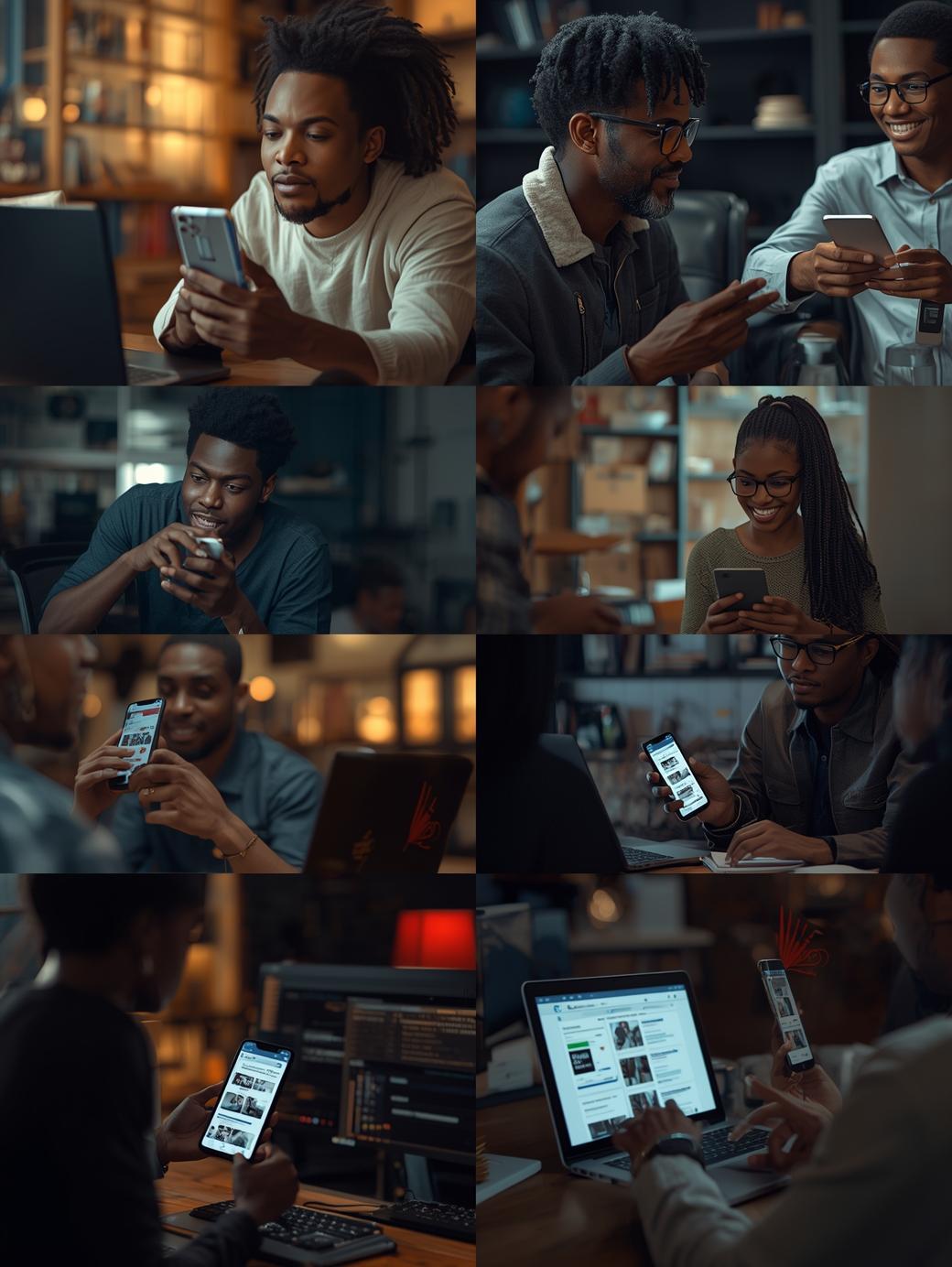 Nigerian small business owner opening a Facebook page linked to purchased account