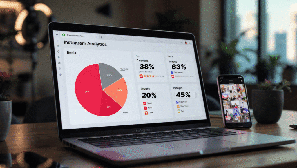 Instagram content mix ratio Nigeria 2026 showing Reels, carousels, and images for growth.