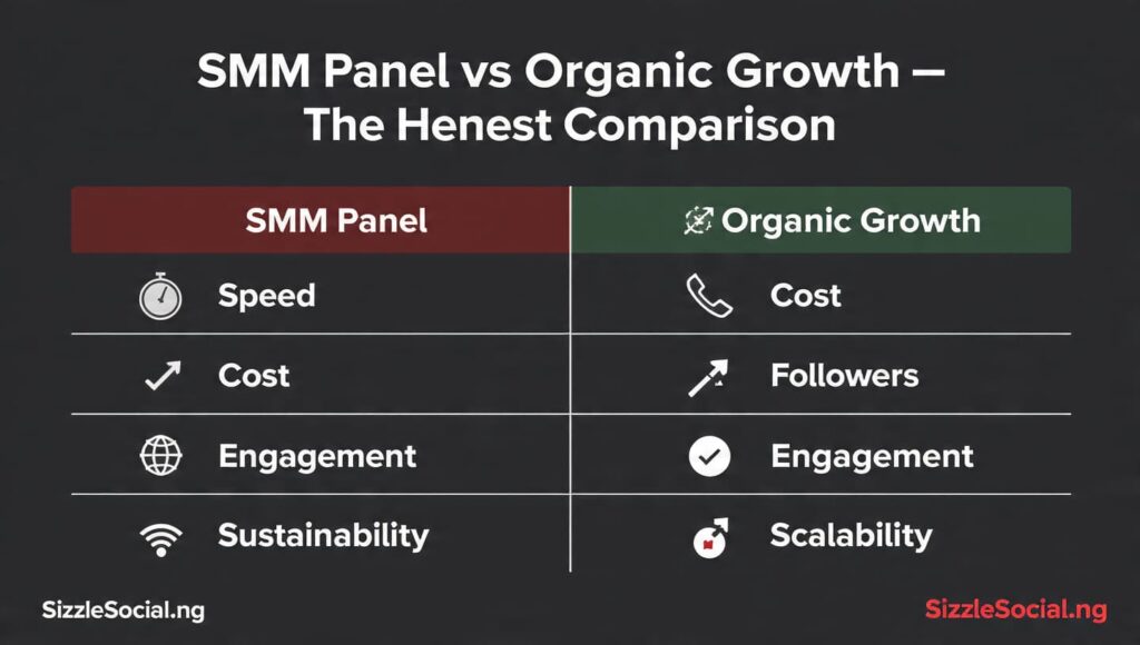 SMM panel vs organic growth Instagram Nigeria 2026 comparison chart