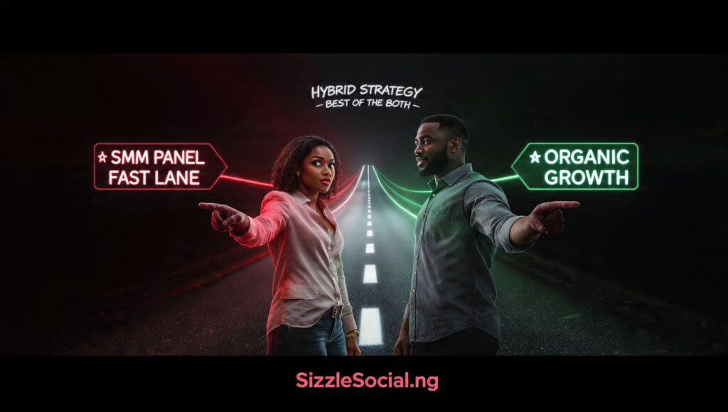 SMM panel vs organic growth Nigeria introduction image 2026 SizzleSocial comparison guide