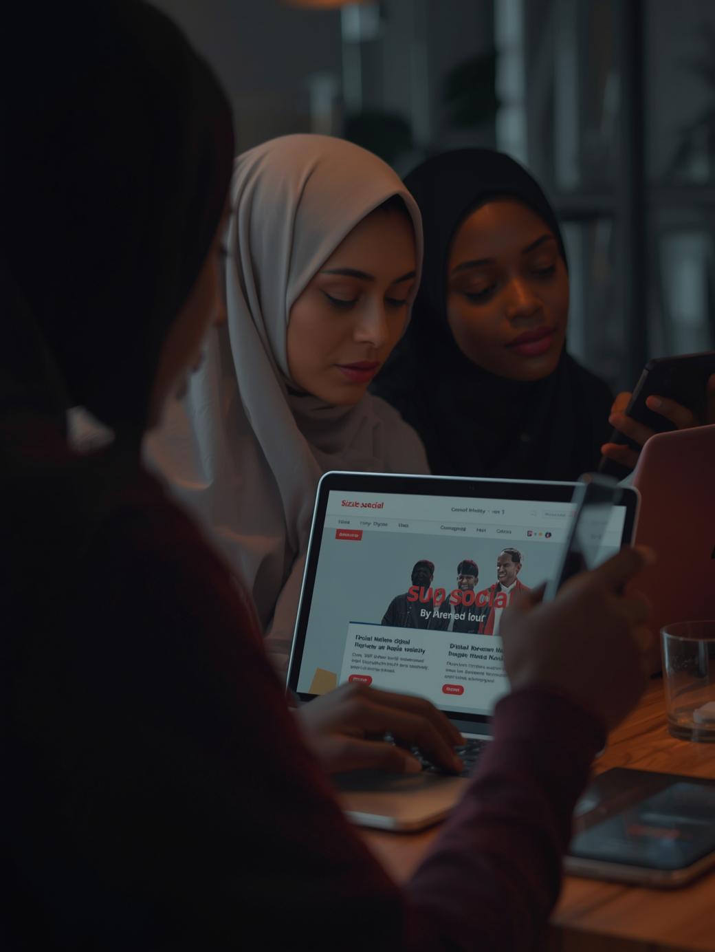 Nigerian digital creator reading Sizzle Social newsletter on laptop