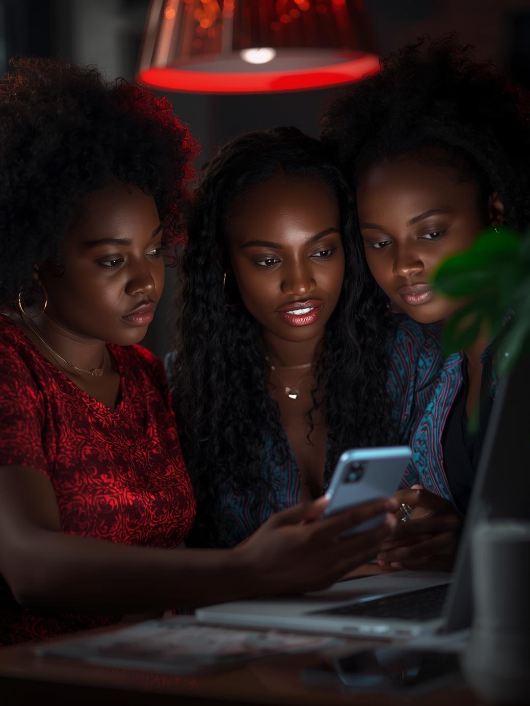 Nigerian influencer checking social media analytics