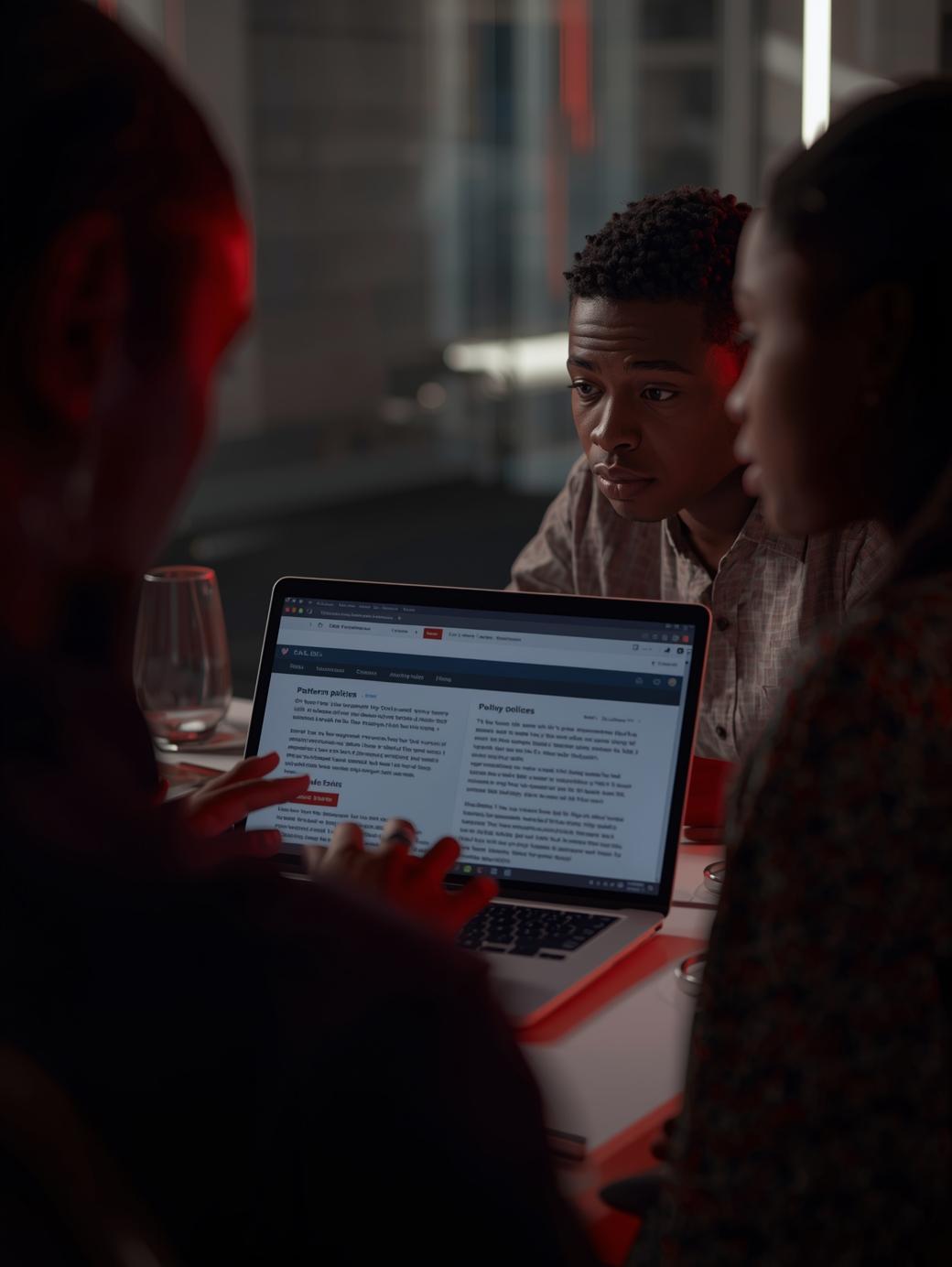 Nigerian digital creator reading Sizzle Social terms of service on laptop