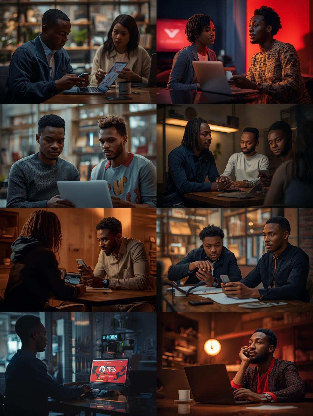 Nigerian startup team planning social media growth campaign