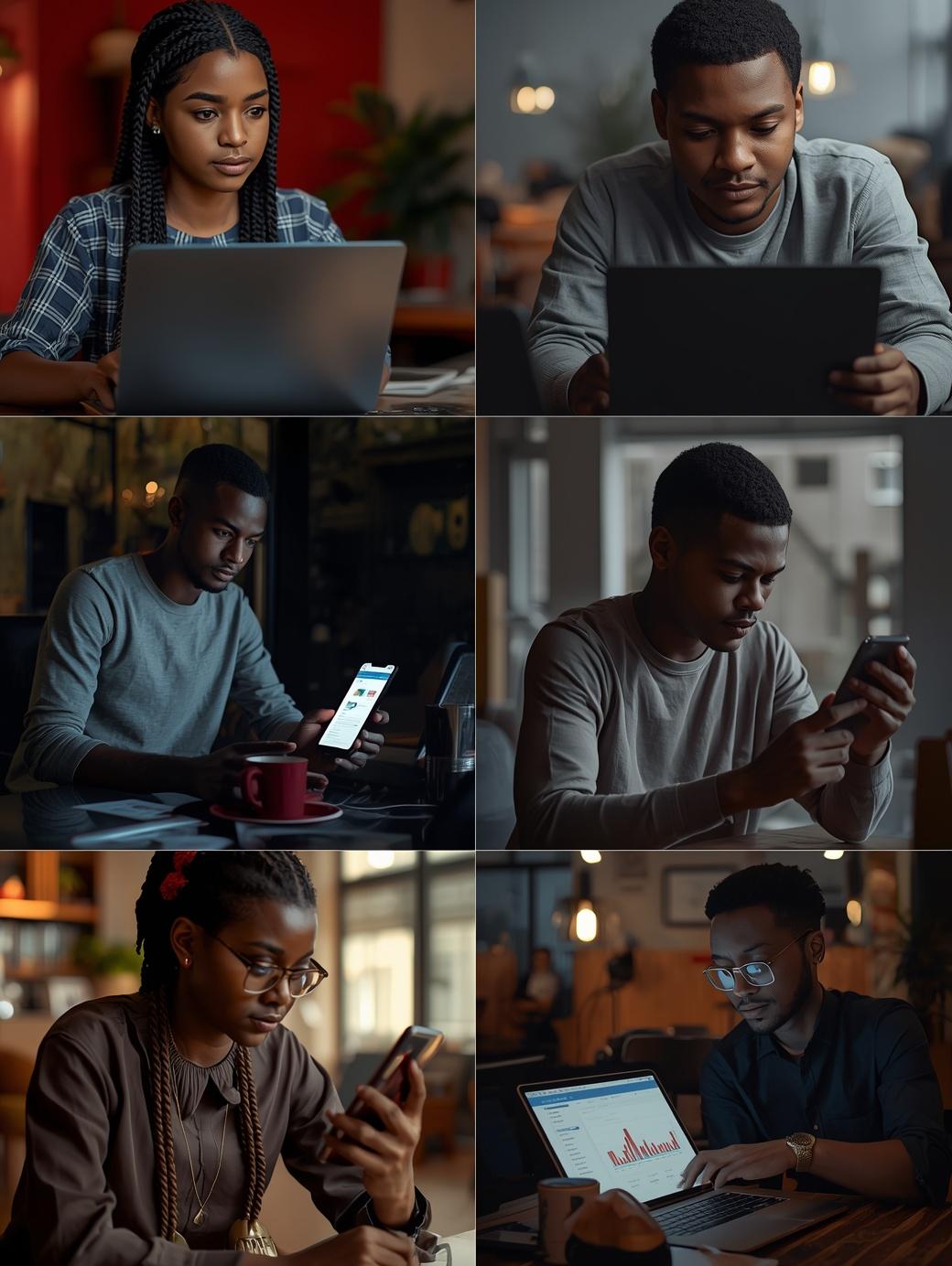 Nigerian content creator watching engagement boosting tutorial