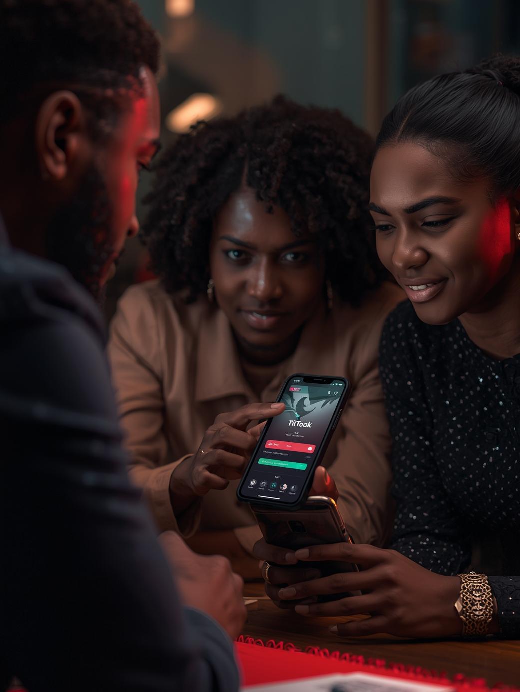 Nigerian creator carefully using TikTok