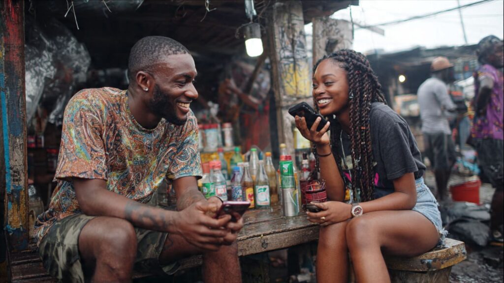 Two Nigerian content creators filming an Instagram Collab Reel in Lagos, Nigeria