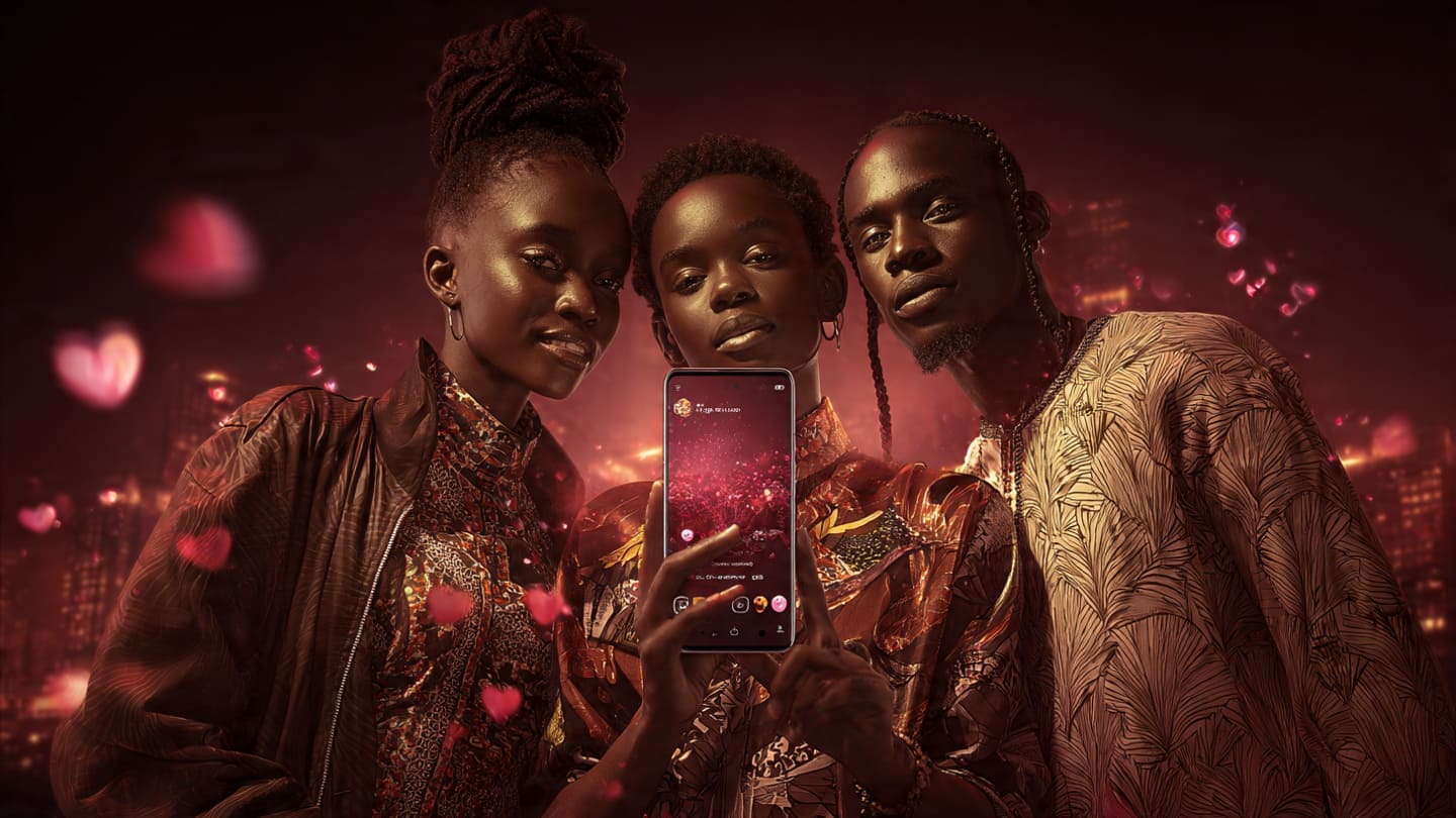 A high-impact 3D visual showing a viral Instagram comment growth post growing organically in Nigeria with a dark red theme.