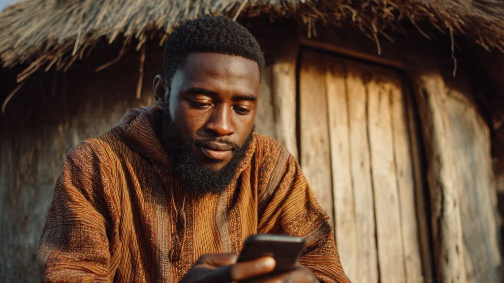 Nigerian creator checking Instagram engagement on phone