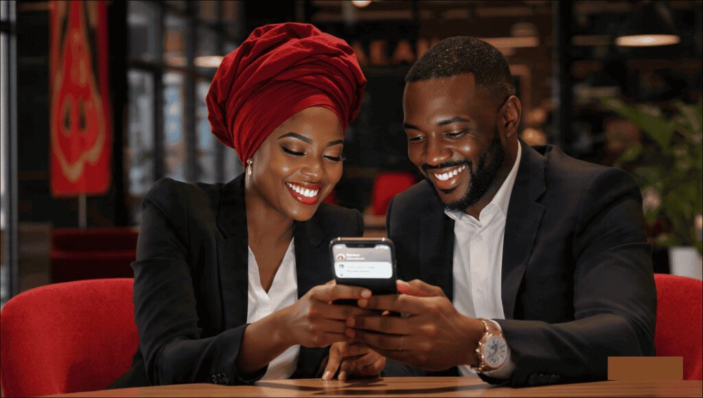 Group of Nigerian creators celebrating organic Instagram Reels growth hacks.
