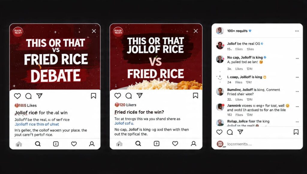Nigerian Instagram carousel post generating hundreds of comments from debate content