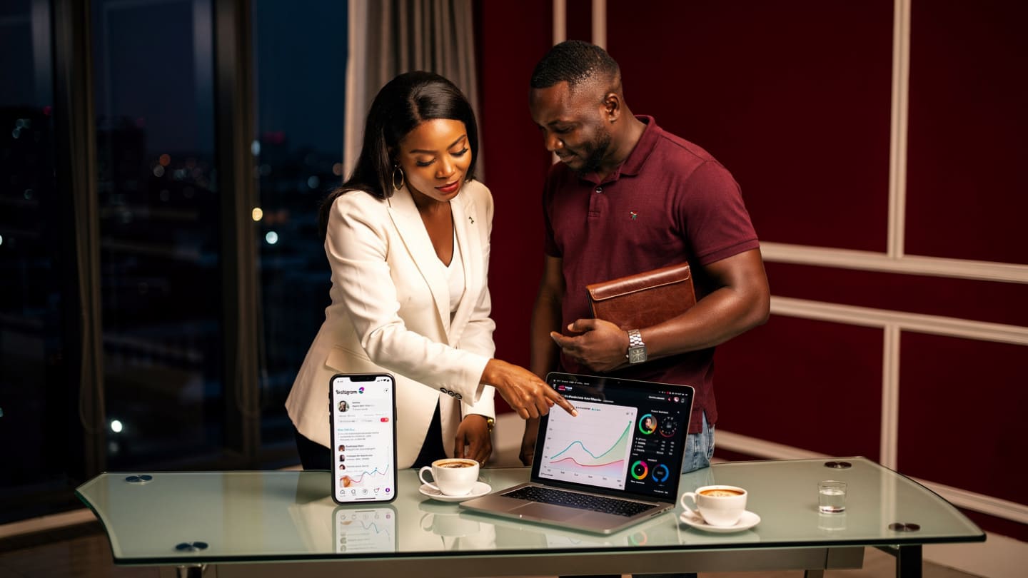 Secure Instagram growth in Nigeria showing verified profile metrics and organic engagement symbols.