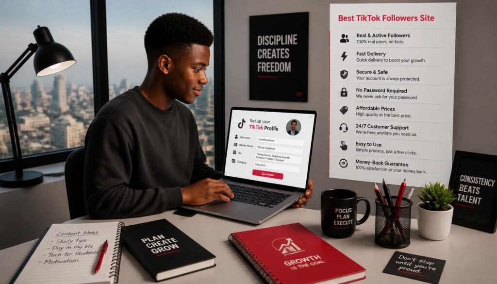 Young creator setting up first TikTok account