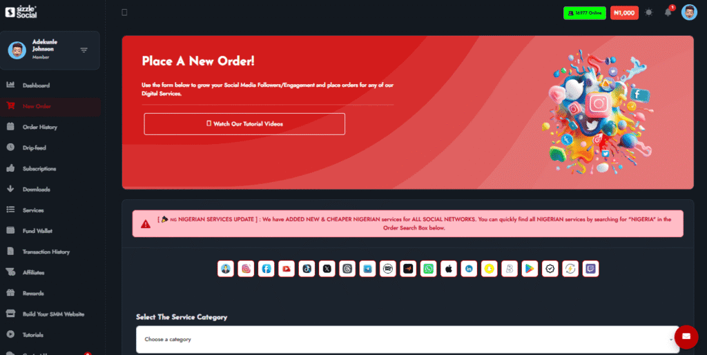 Screenshot of Sizzle Social campaign dashboard