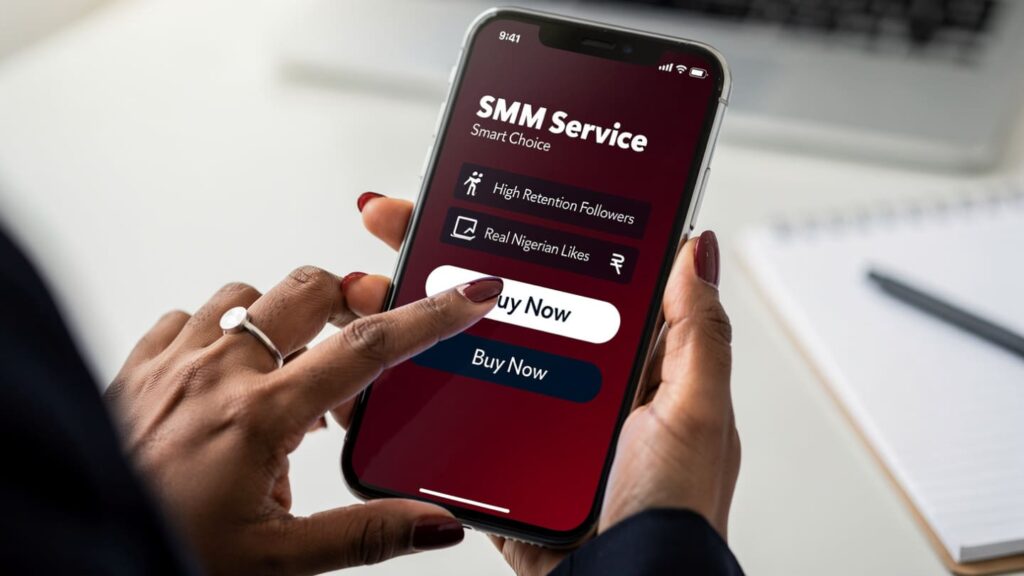 A close-up of a hand selecting a premium service on a sleek digital interface with Naira symbols.