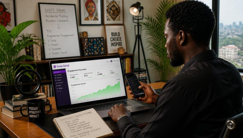 An entrepreneur using Sizzle Social to spark organic conversations