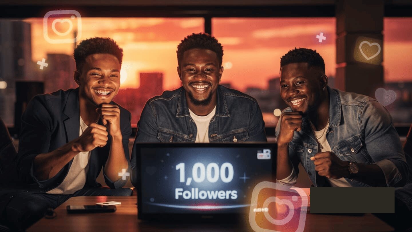 A Nigerian creator celebrating hitting one thousand followers on Instagram