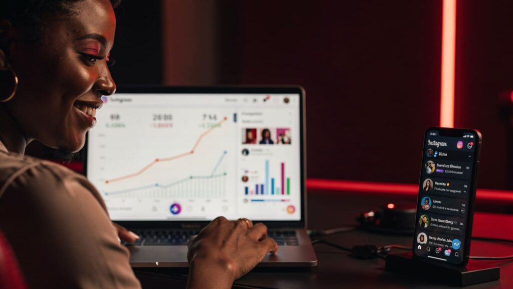 A profile page showing a steady increase in followers and engagement for a Nigerian influencer.