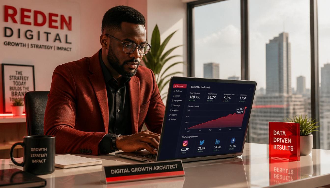 Digital marketer analyzing Nigerian social metrics