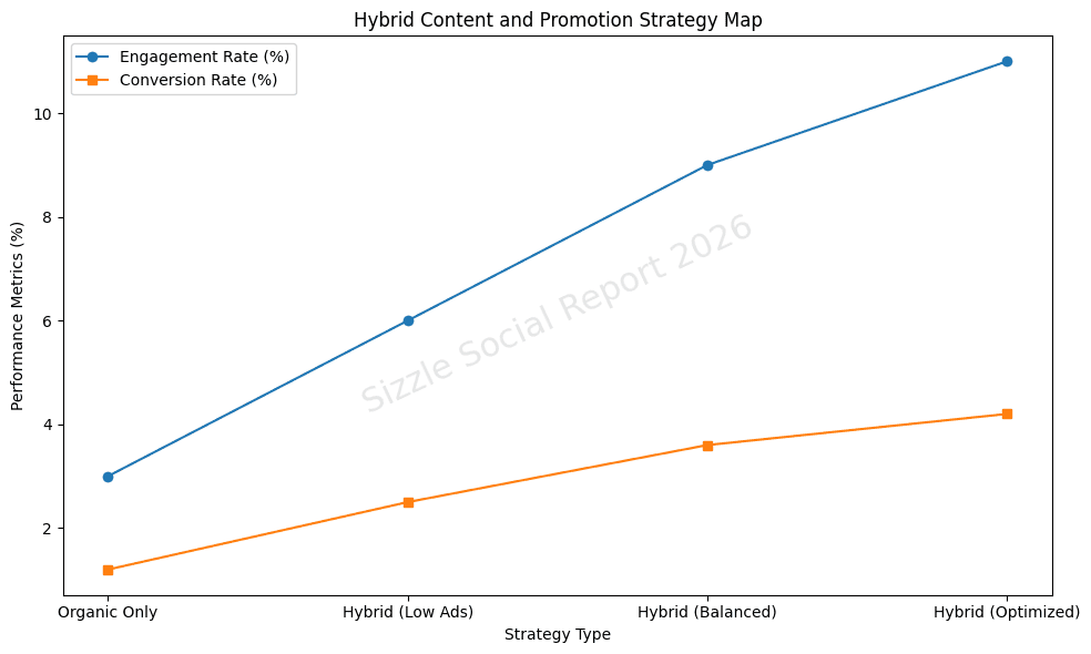 Infographic of the hybrid social media growth strategy for modern brands