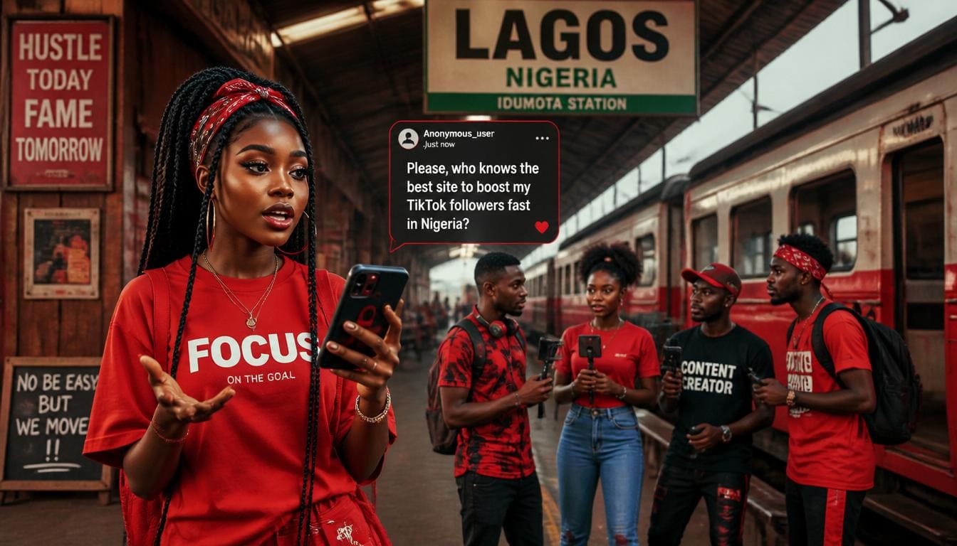 Content creator filming dance video on Lagos street