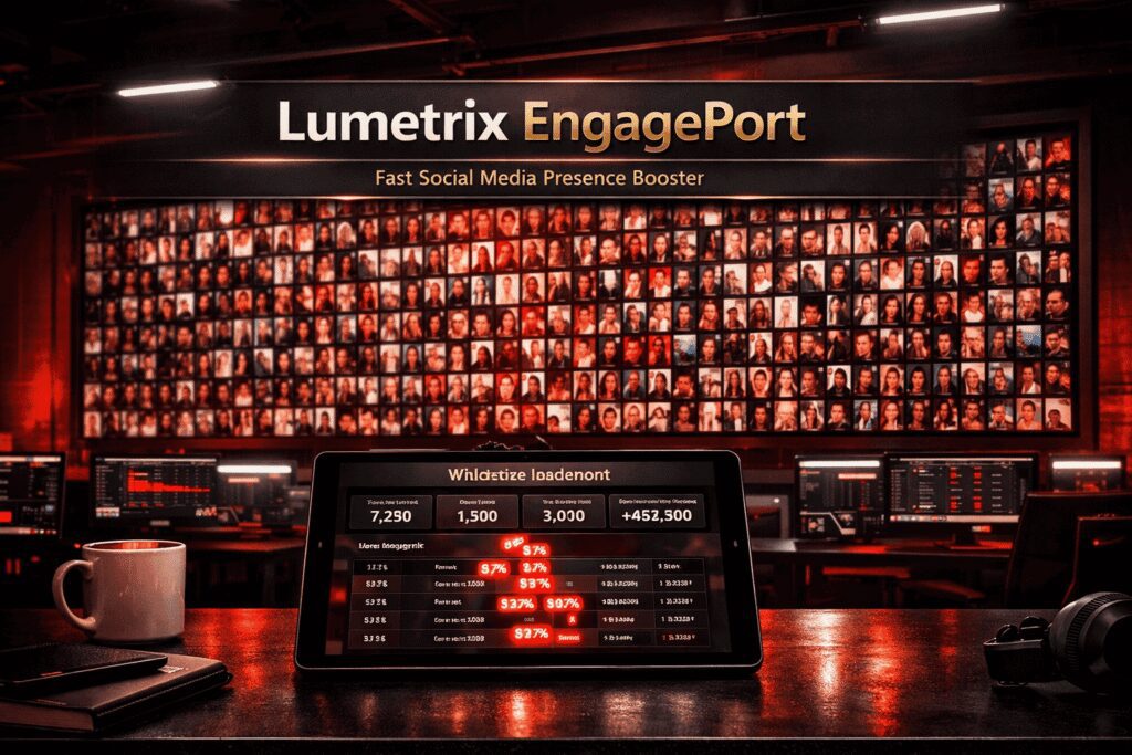 Lumetrix EngagePort dashboard with metrics like 7,250, 1,500, 3,000, +₦452,500, and various percentage values (97%, 13.75, etc.) in a cluttered layout