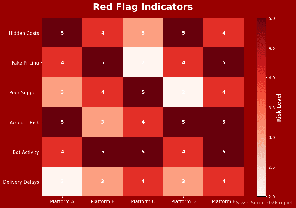 A warning heatmap showcasing common risks