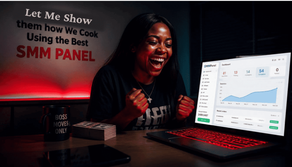 Nigerian influencer using SMM panel dashboard