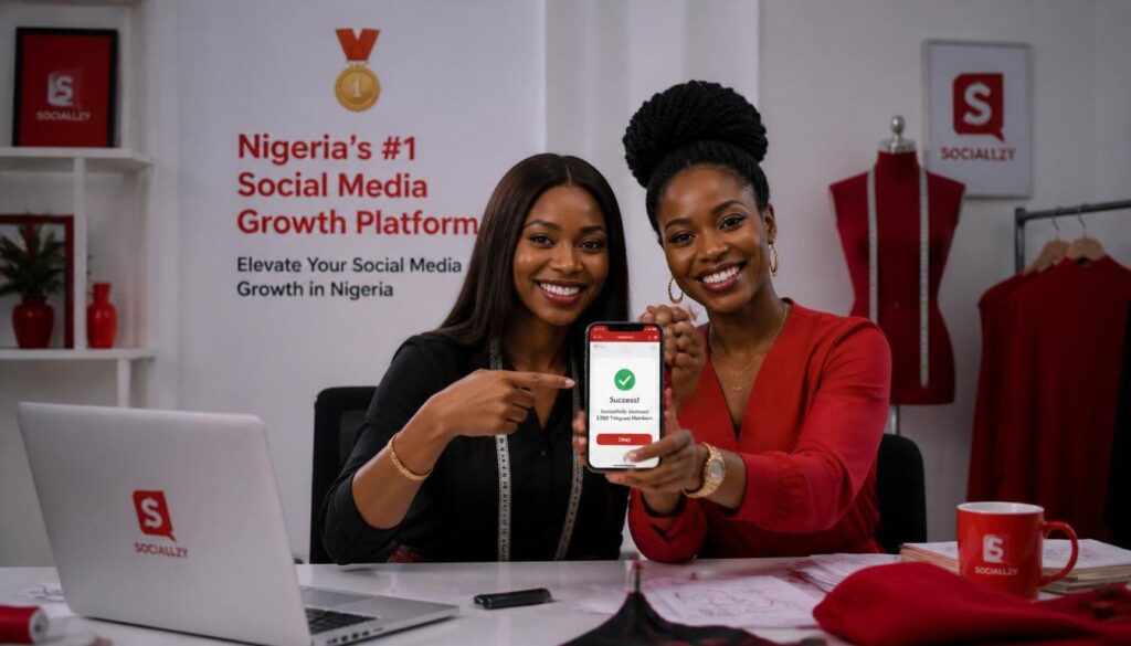 Happy business owner using phone