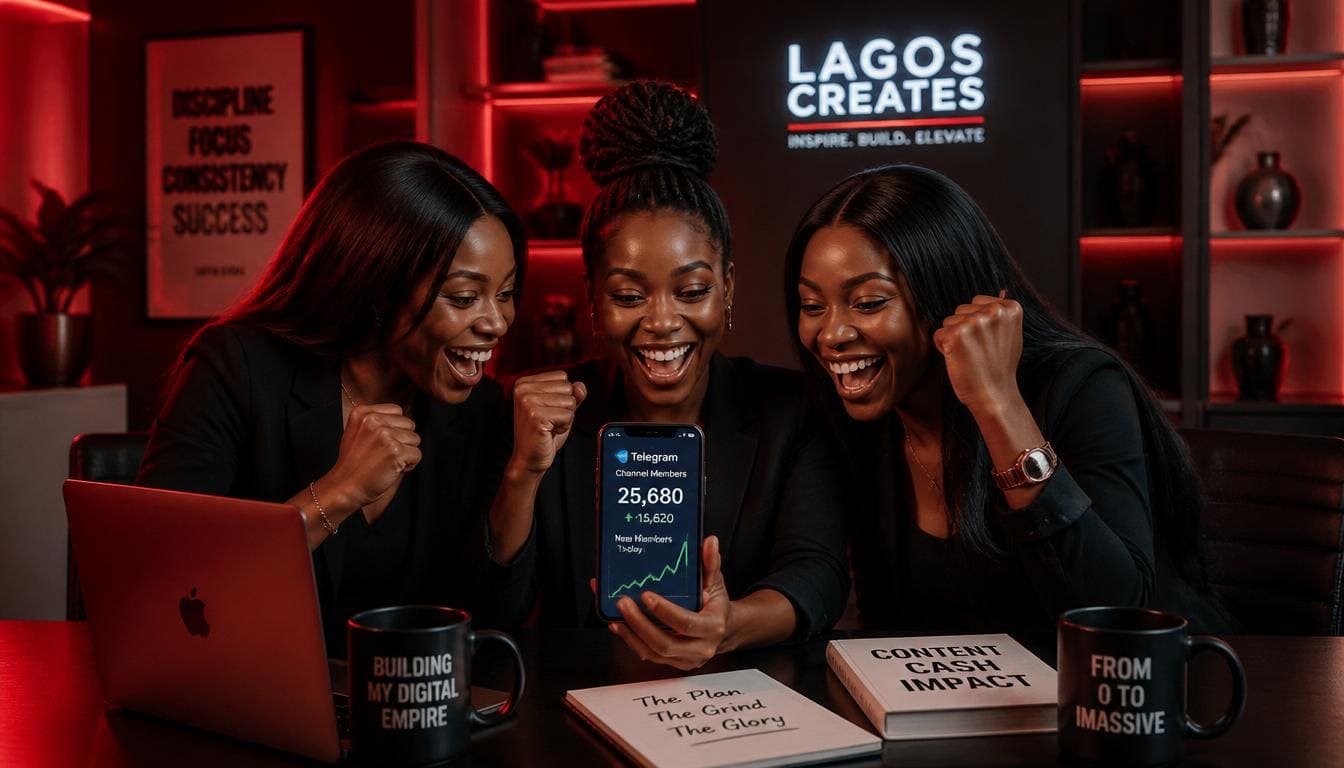 Nigerian creator celebrating Telegram channel growth
