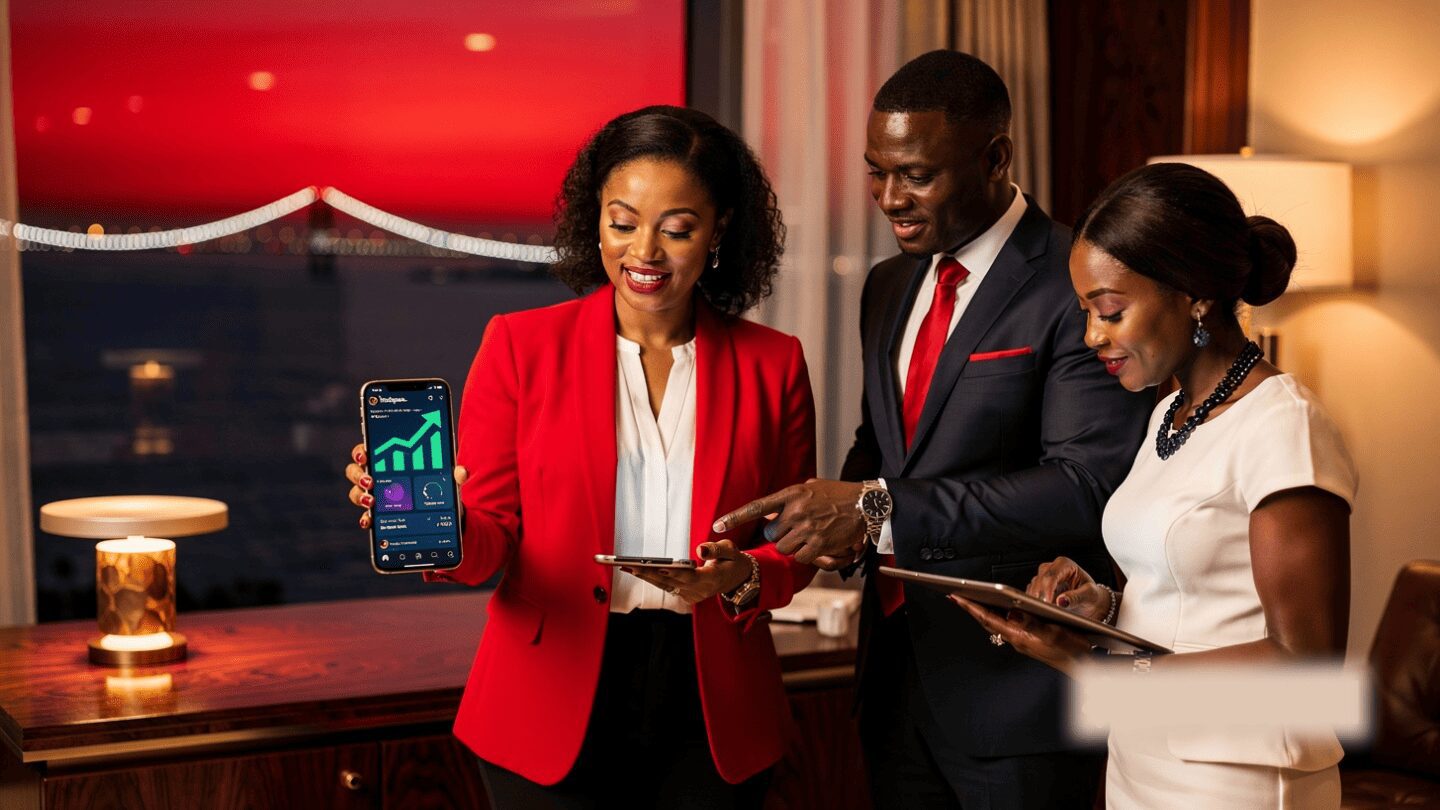 A professional Nigerian digital marketer optimizing an Instagram profile for higher engagement using local SMM growth strategies.
