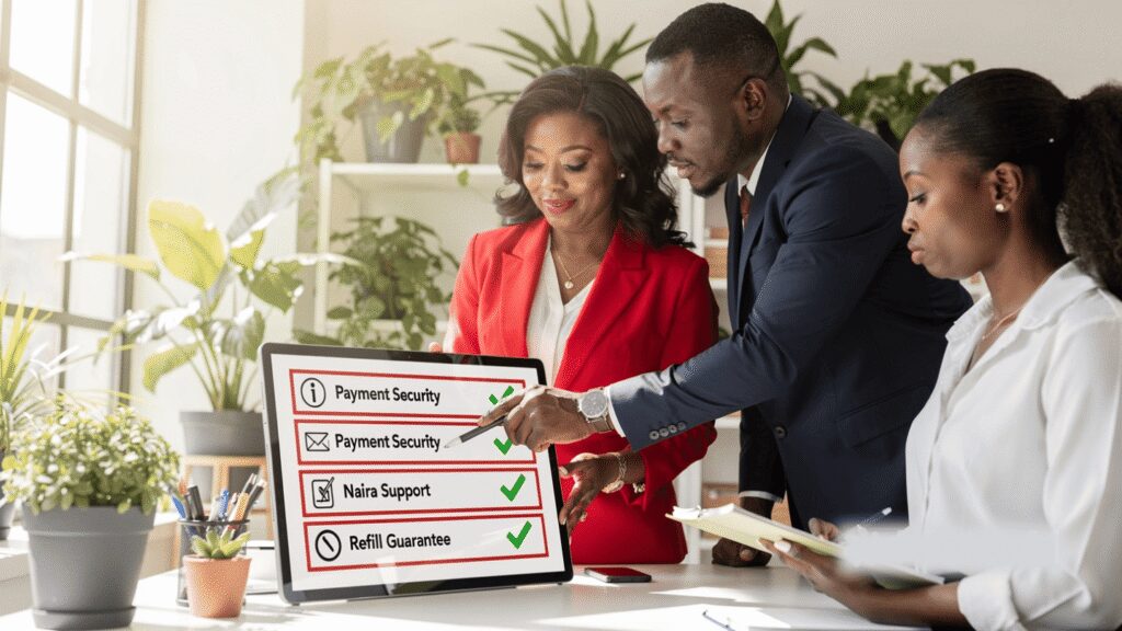 A close-up of a digital checklist highlighting technical resilience, cultural alignment, and transparent payment gateways for Nigerian users.