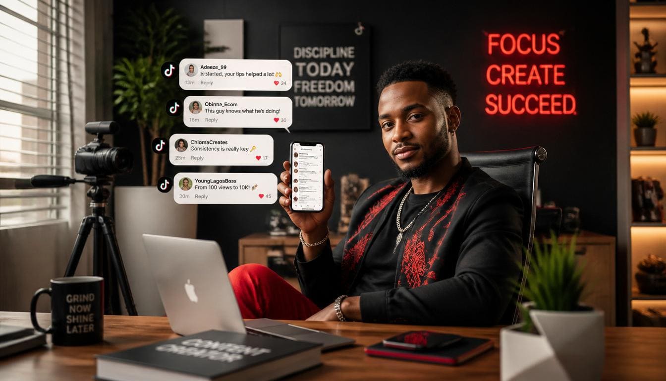 Nigerian creator using the best app to boost TikTok followers for organic growth