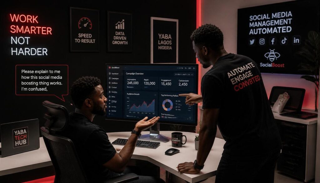 Professional Nigerian social media manager working