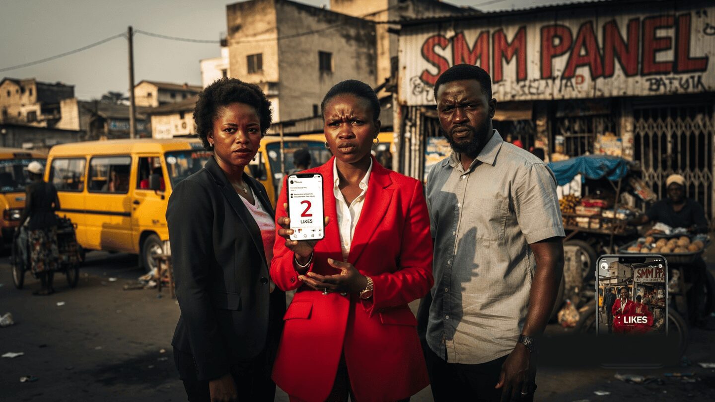 A Nigerian entrepreneur performing an Instagram Likes Order Test in Nigeria on a smartphone.