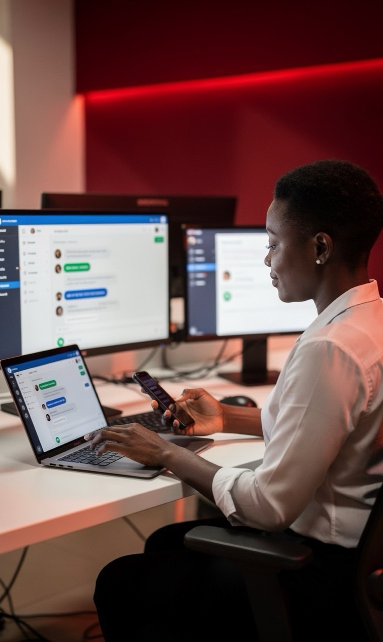Nigerian customer support representative assisting users with social media growth services and platform support