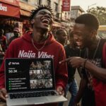 Feature image showing Nigerian youths on phones, symbolizing TikTok account purchas