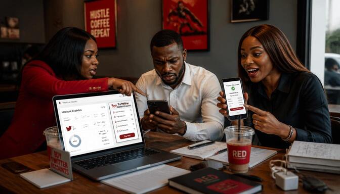 Nigerians debating Twitter account purchase in everyday setting
