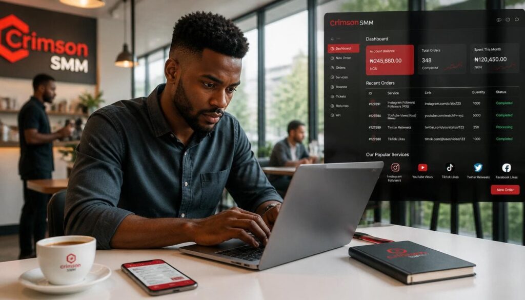 Nigerian creator checking reviews