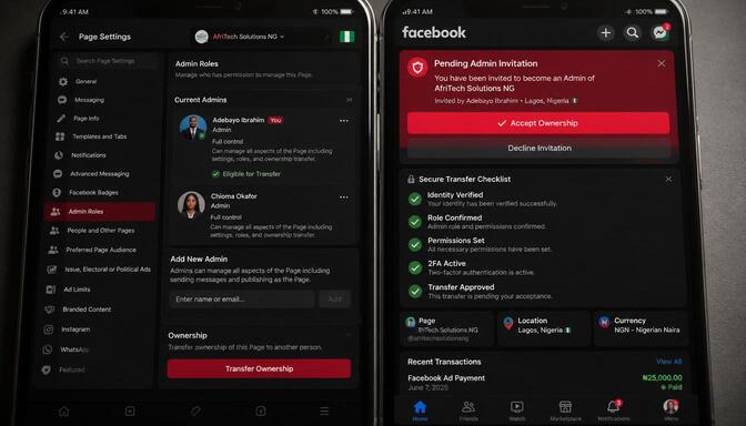Screenshot of Facebook admin settings