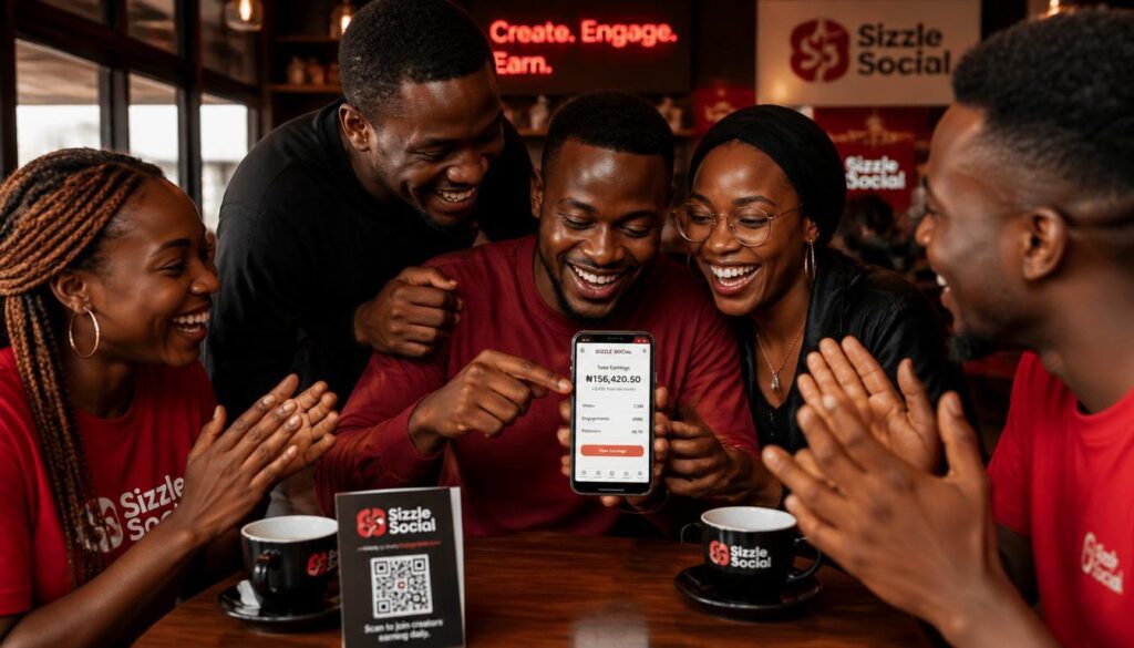 Nigerian creators celebrating with Sizzle Social app
