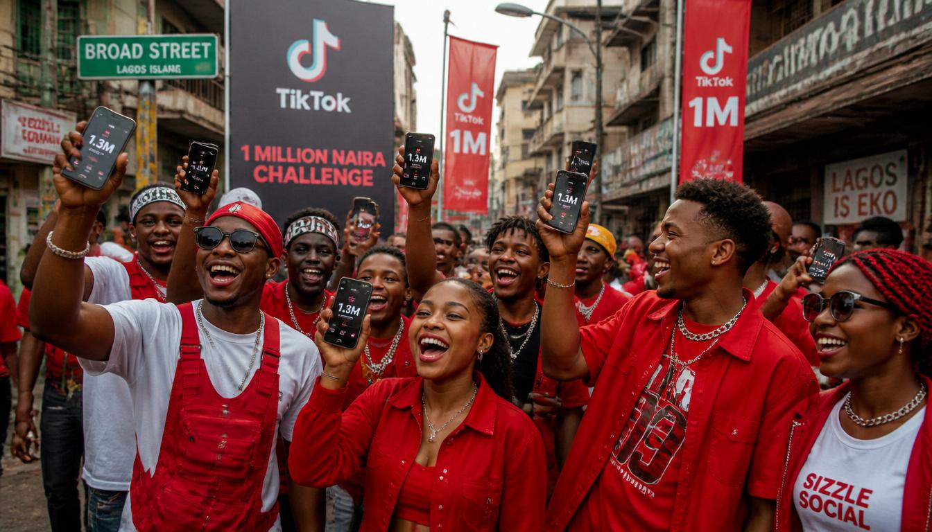Nigerian youth celebrating TikTok growth