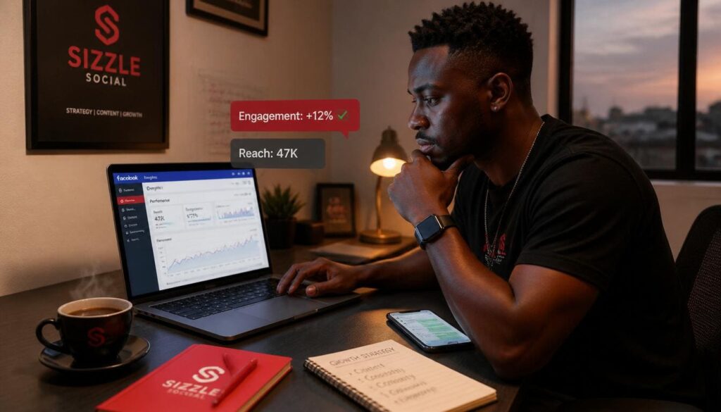 Nigerian influencer analyzing Facebook insights