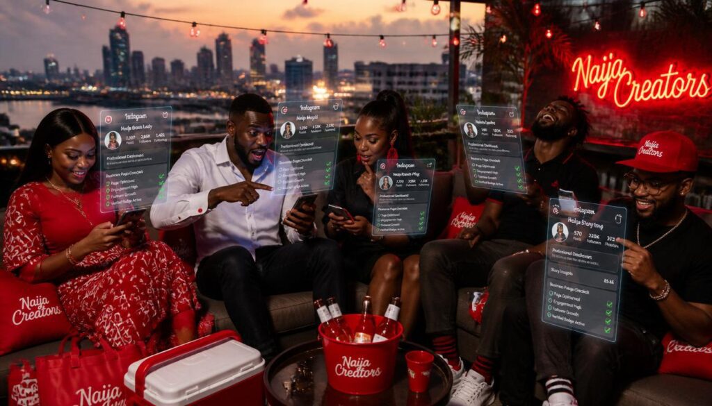 Nigerian influencers checking Instagram engagement