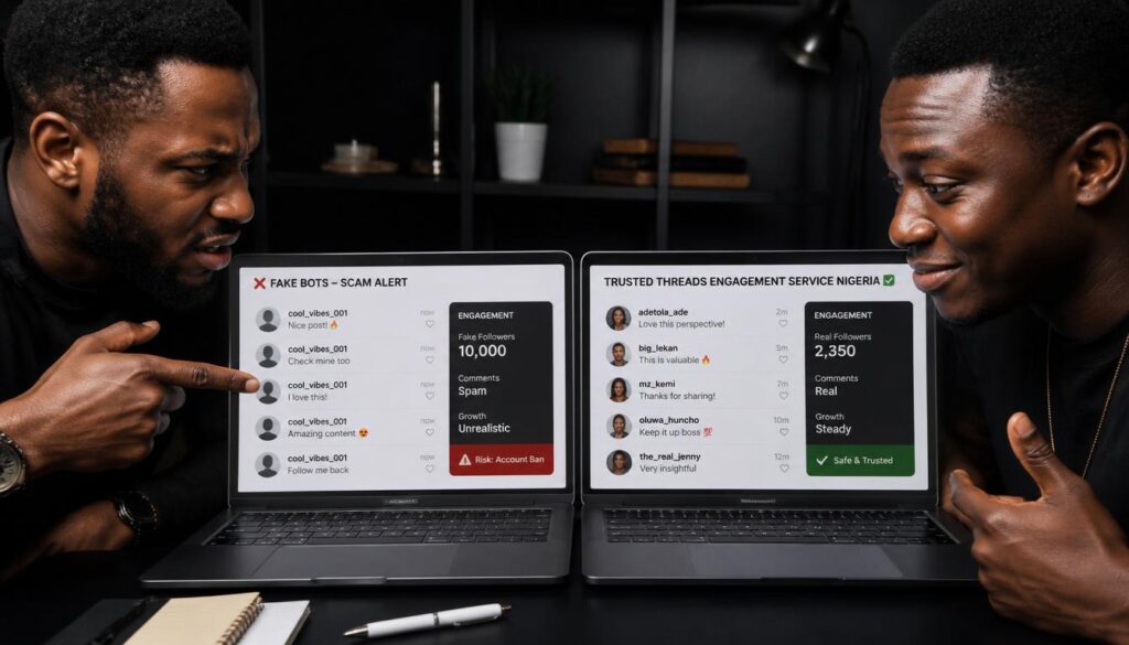 Trusted vs fake Threads engagement Nigeria
