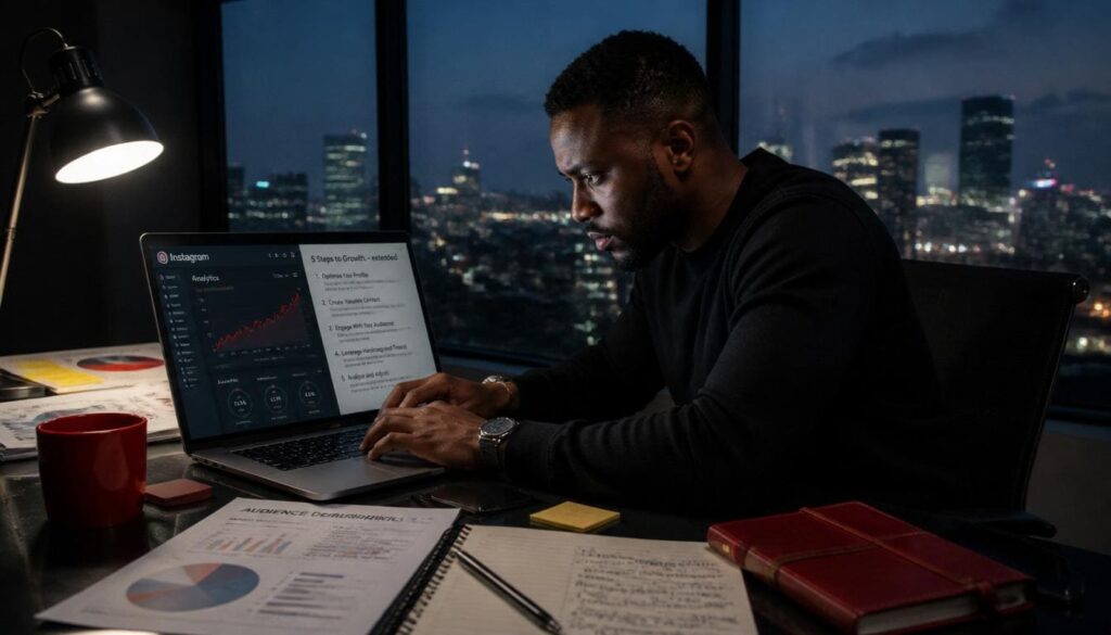 Nigerian creator planning Instagram content