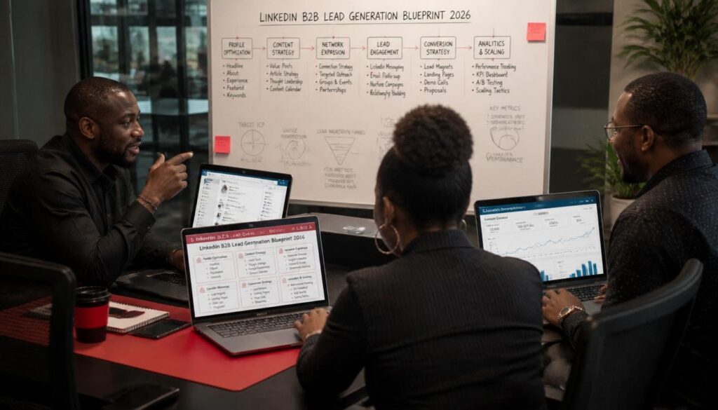 Naija professionals collaborating on LinkedIn growth