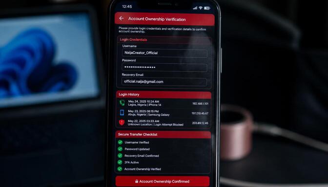 Phone login screen close-up